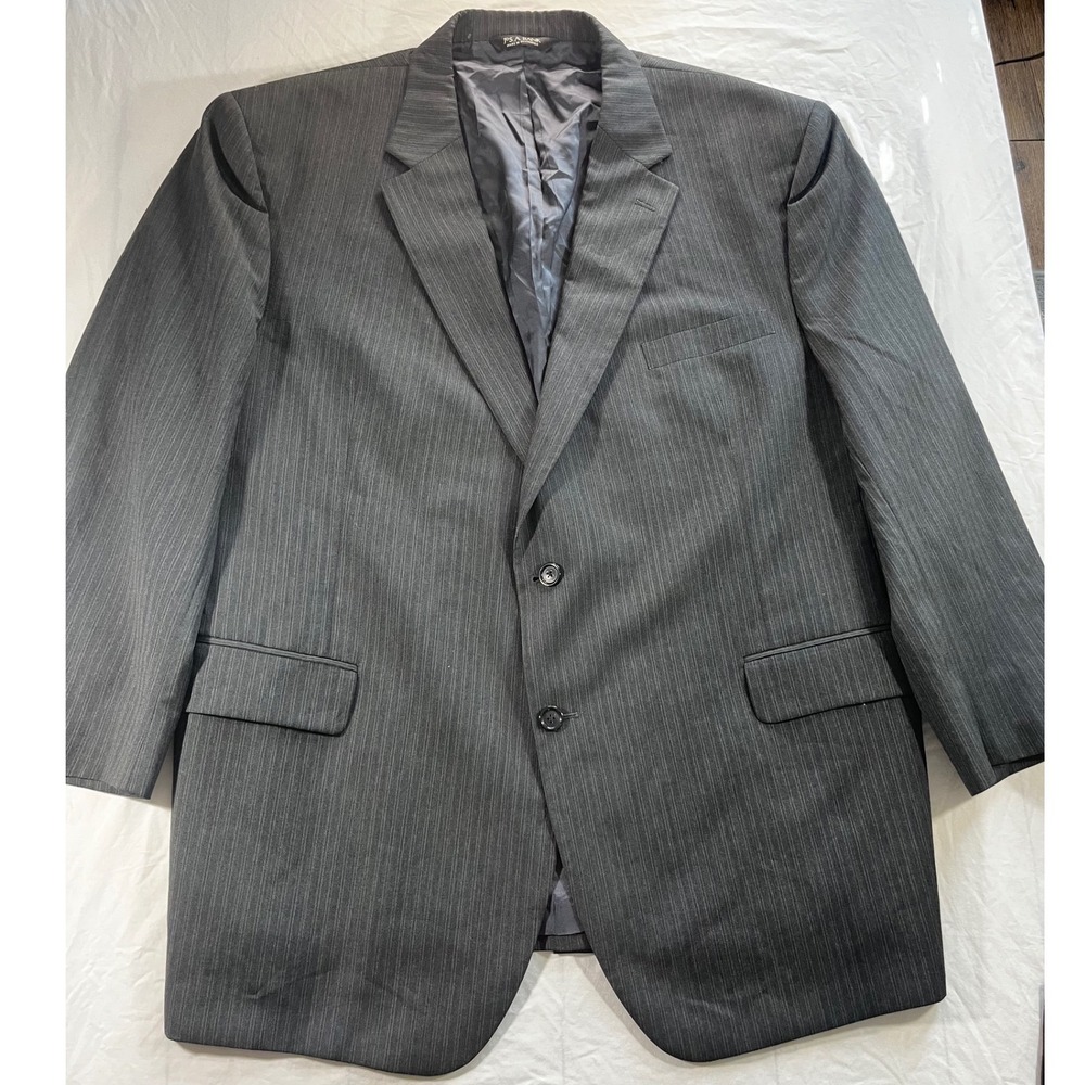 Jos. A. Bank Mens 50R Blazer Charcoal Grey Pinstripe 100% Wool Sport Coat